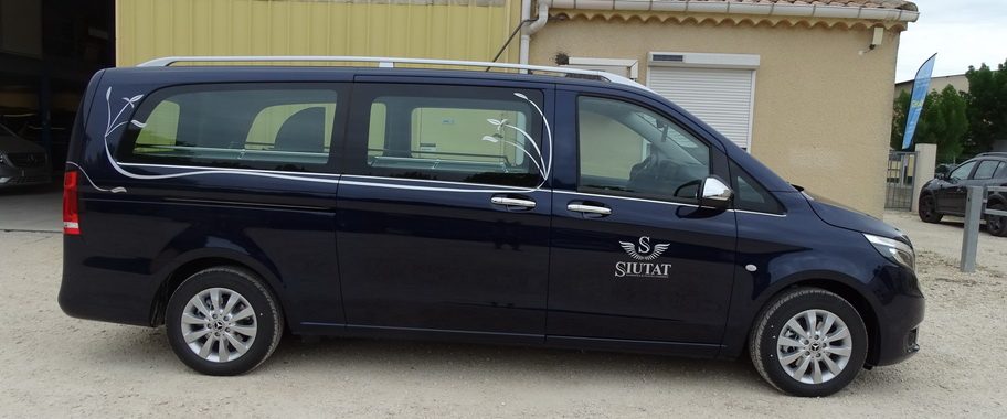 Corbillard mixte Mercedes Vito bleu